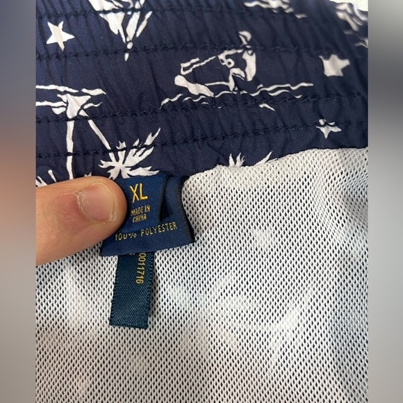 NWT Polo Ralph Lauren XL Blue and White Swim Trunks All Over Print Design Ski - Picture 7 of 9